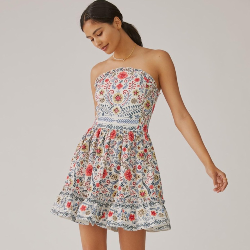 NWT Anthropologie Ruffle Tube Mini Dress